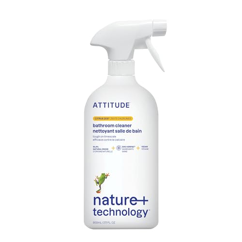 ATTITUDE Citrus Zest Bathroom Cleaner Spray, 27.1 Fl Oz - EWG Verified, Plant-Based & Vegan