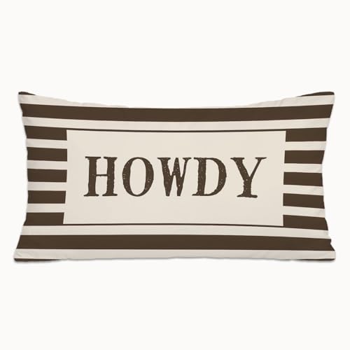 Howdy Western 12x20 Pillow Cover, Southwestern Striped Flannelette Throw Case