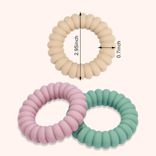 Silicone Baby Teether Rings with Rattle - 3 Pack Soothing Toys
