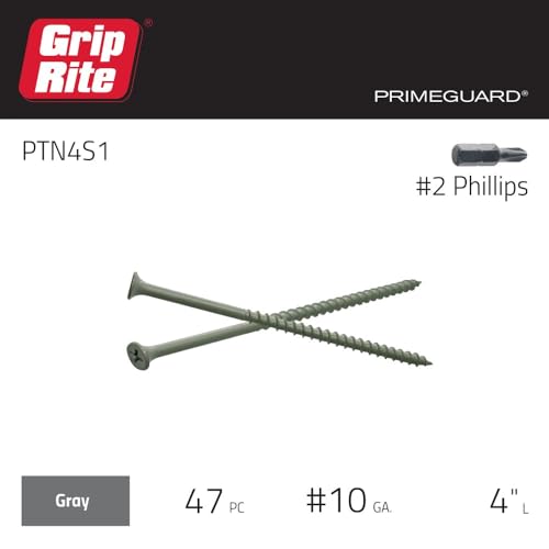 Grip-Rite #10 x 4 Polymer Coated Deck Screws, Gray - 1lb Box