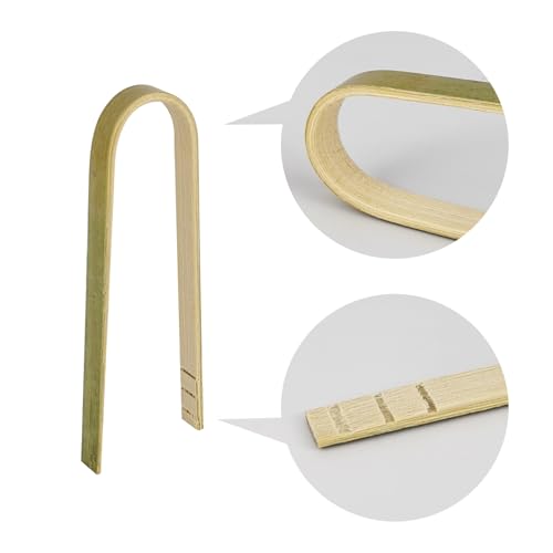 5 Pack Mini Bamboo Tongs - 3.94 Inch Disposable Serving Utensils