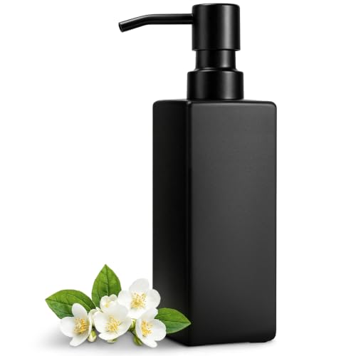 GMISUN Black Glass Soap Dispenser with Stainless Steel Pump - 12 oz