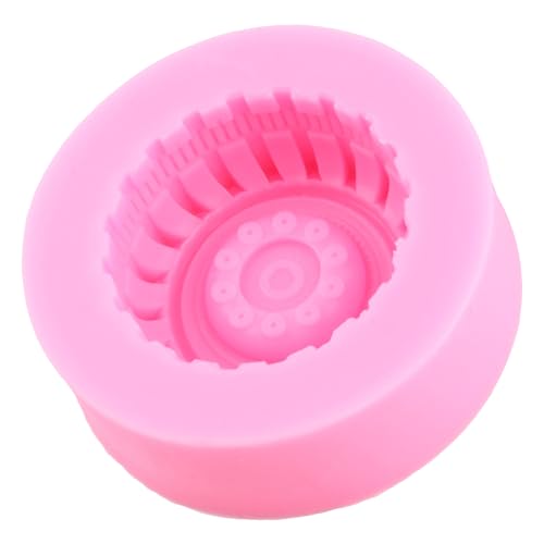 3D Round Tire Fondant Mold Set of 2 - Truck Wheel Silicone Molds Style A