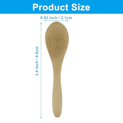 Mini Bamboo Wooden Spoons - 3.4 Inch, 4 Pcs for Cooking & Serving