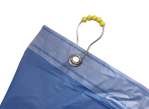 Rustproof Chrome Shower Curtain Hooks - Set of 12 with Yellow Roller Beads