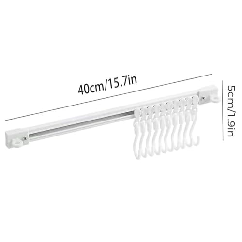 2Pcs 40cm Adhesive Sliding Rail Hook Rack - No-Drill Wall Utensil Hanger