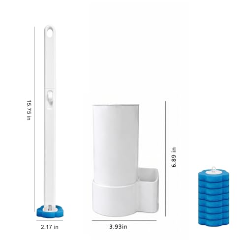 Clowand Disposable Toilet Brush Wand Kit with 24 Refills - Wall Mounted Cleaning System