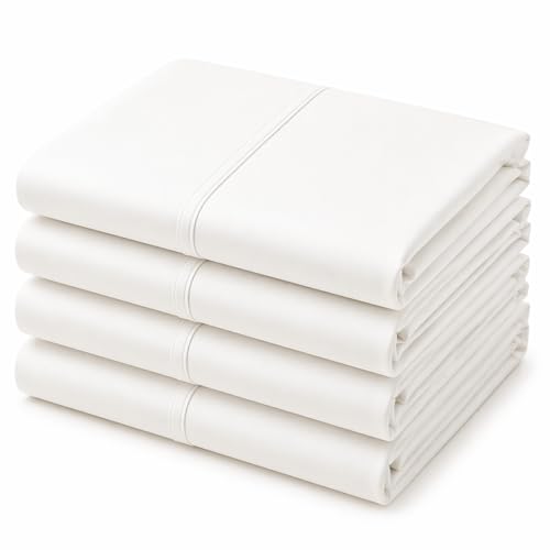 Mattress-Homes Queen Pillowcases Set of 4, Breathable Cotton Bed Covers