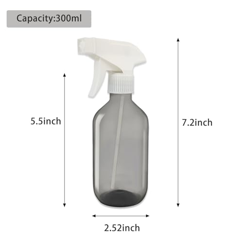 YOLCAR 300ml Clear Black Plastic Spray Bottle with Adjustable Nozzle