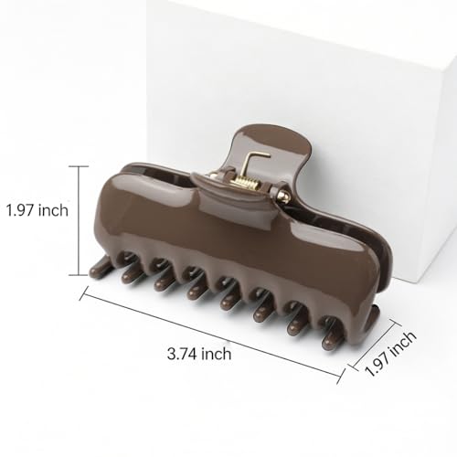 BUNLVDI Large Hair Claw Clips for Thick Hair Nonslip Chocolate Shark Clip