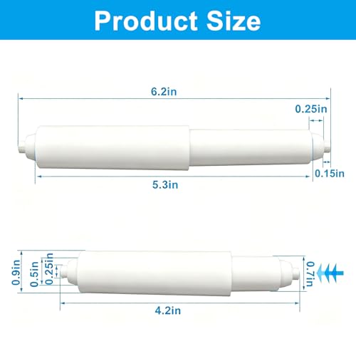 OSVJE Universal Toilet Paper Holder Roller 2 Pack - White Spring Loaded Replacement Rod