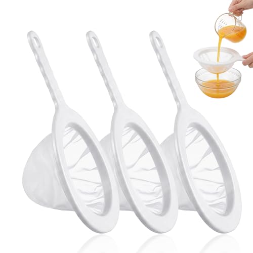 Yuanan 3-Piece Nylon Mesh Strainer Set, Ultra Fine Sieve with Handle