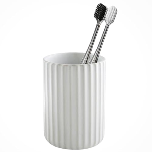 LILITURF Ceramic Toothbrush Holder - White Minimalist Bathroom Cup