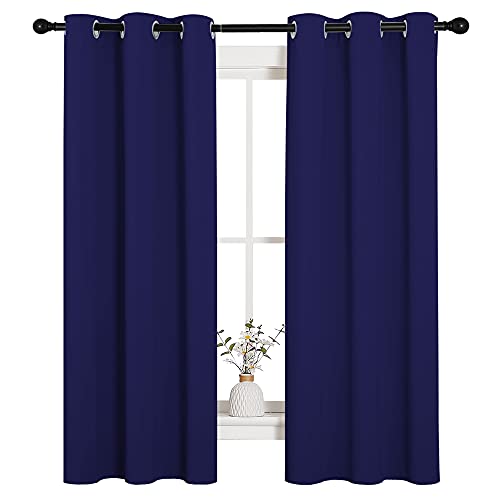 NICETOWN Blackout Curtains - 34x63 Inch Navy Blue Grommet Panels (Pair)
