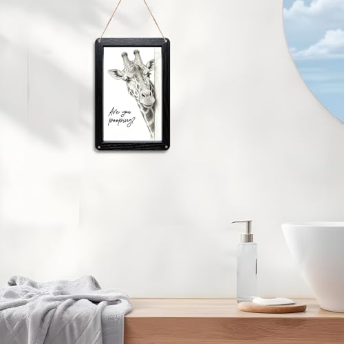 Funny Giraffe Bathroom Sign - Are You Pooping Wall Art 8x12