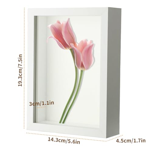 5x7 White Shadow Box Frame with Real Glass Display Case for Memorabilia