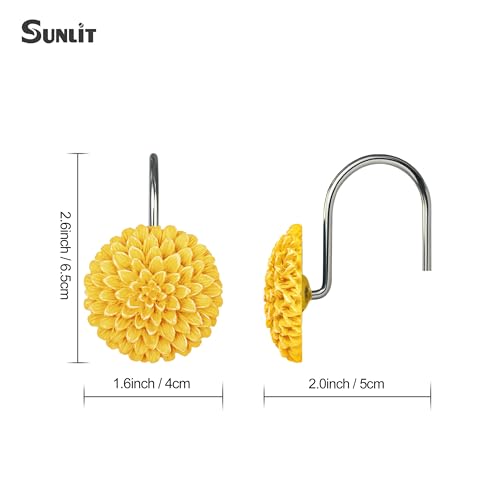 Sunlit Yellow Dahlia Flower Shower Curtain Hooks - 12 Pack