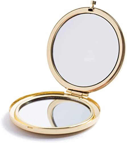 Gold Compact Mirror for Purse - 1X/2X Travel Makeup Pocket Mirror