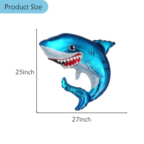 4 Pack Blue Shark Foil Balloons for Ocean Theme Parties