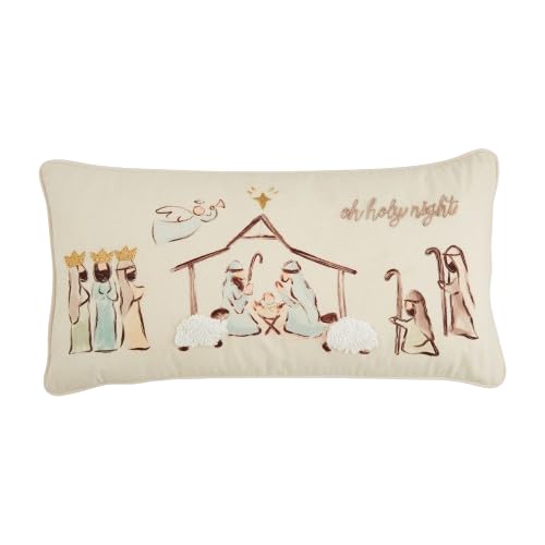 Nativity Lumbar Pillow - Oh Holy Night Christmas Decor, 12 x 24 Inches