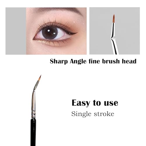 Precision Angled Eyeliner Brush Set, 3 Pcs Ultra Thin Makeup Brushes