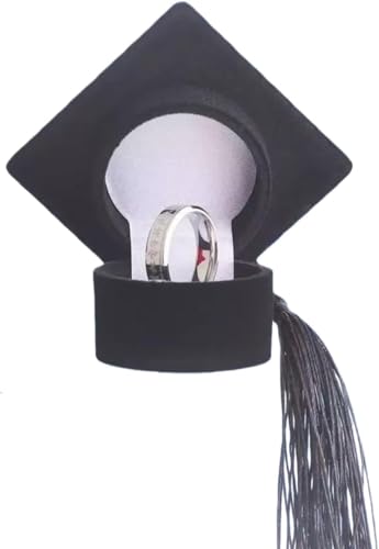 Black Graduation Cap Ring Box - Class Ring Storage and Keepsake