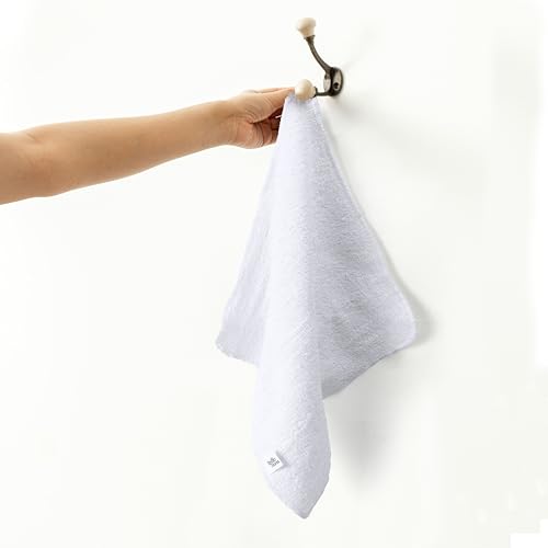 Textila Cotton Washcloths, 12x12 Inch, White - 10 Pack Soft Absorbent Towels