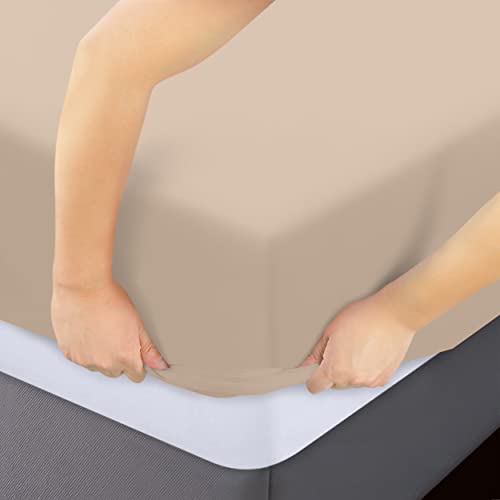Utopia Bedding Pack of 2 Full Fitted Sheets - 15 Inch Deep Pocket, Beige