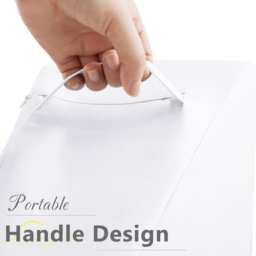 White Wedge Pillow Cover with Zipper and Side Pocket - 25" x 25" x 8"