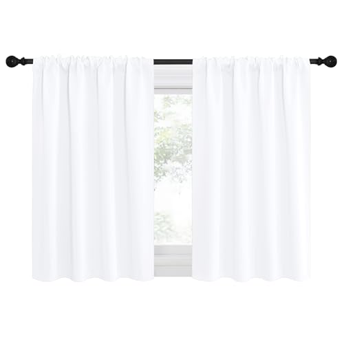 NICETOWN White Blackout Curtains for RV Windows, 34"W x 30"L (2 Panels)