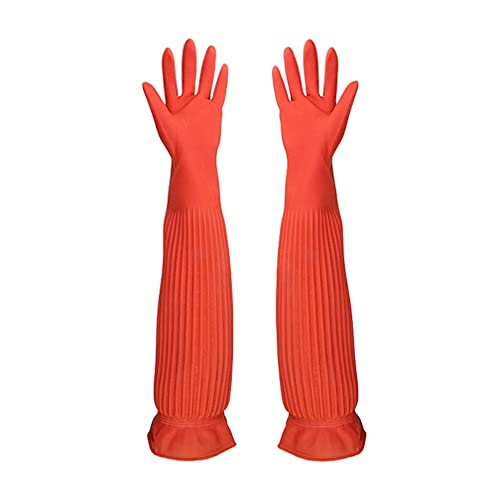 SYROVIA Extra Long Rubber Cleaning Gloves, Puncture Proof, Small 21.7"