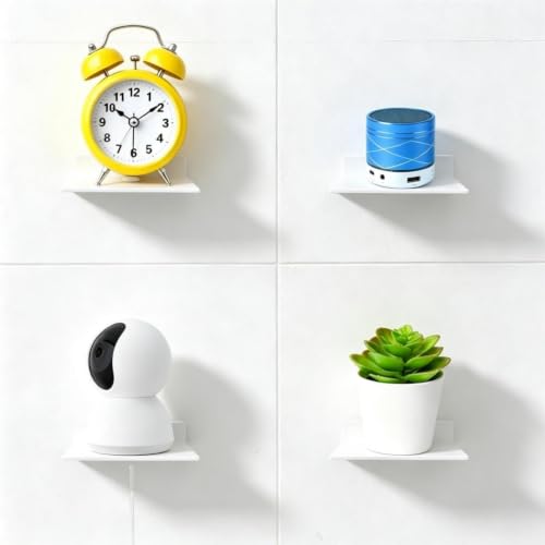 White 5-Inch Metal Floating Shelf for Echo & Small Speakers