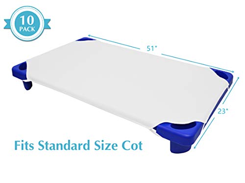 100% Natural Cotton Percale Cot Sheets - 10 Piece Set for Daycare, 23" x 51"