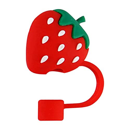 Red Strawberry Silicone Straw Cover for 10mm Stanley Cup Reusable Cap