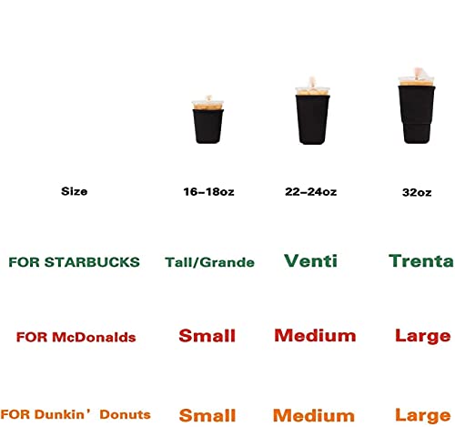 Sunkey Reusable Iced Coffee Cup Sleeves - Large, 2-Pack, Black Neoprene