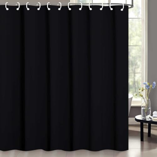 Ezcint Black Shower Curtain - 72"x72" Hotel Quality Waterproof Fabric