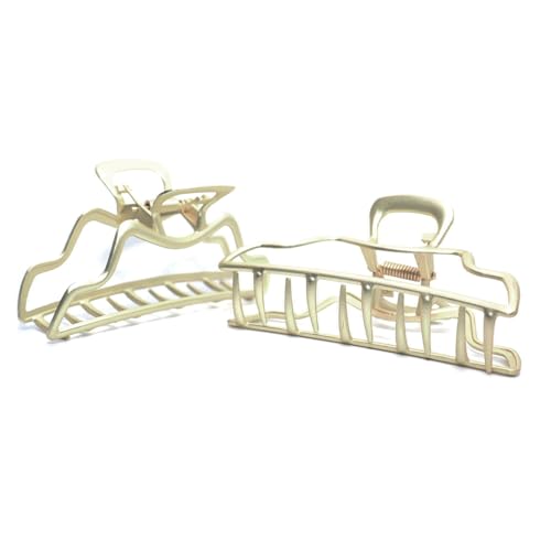 Luxxii 4-Inch Vintage Metal Hair Claw Clip Gold Tone 2 Pack