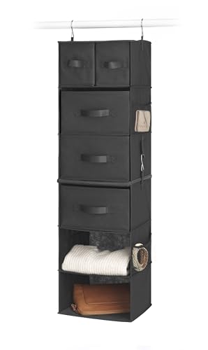 Whitmor Black 5-Tier Hanging Closet Organizer with Drawers