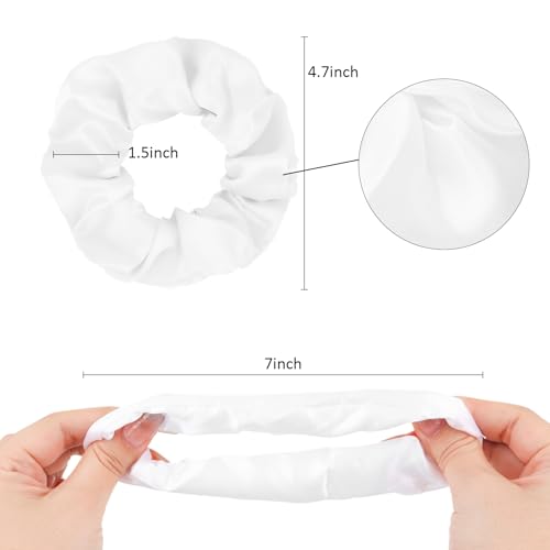 Semato Satin Scrunchies 2 Pcs Hair Ties for Women and Girls, White