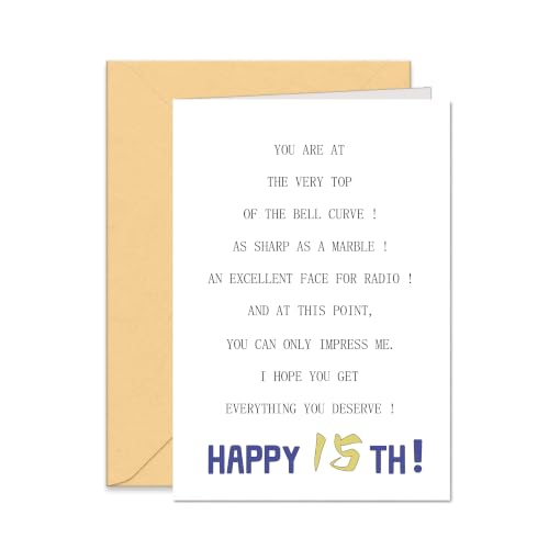 Funny 15th Birthday Card for Boys & Girls - Witty Humor & Keepsake
