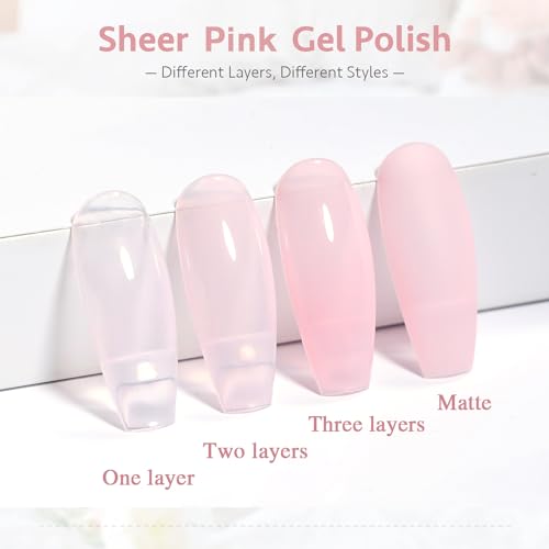SHOYUM Sheer Light Pink Jelly Gel Nail Polish 15ml Milky Nude Peach