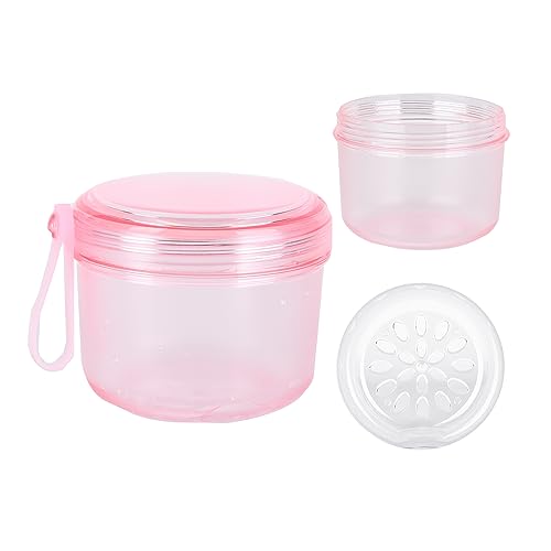 DIDATOOL Leak-Proof Denture Bath Case - Transparent Pink Storage Cup