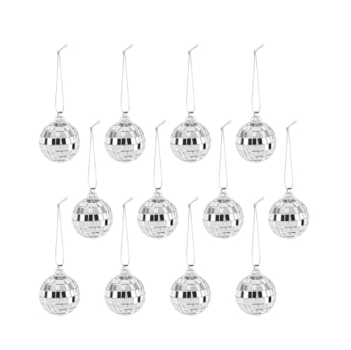 12Pcs Small Disco Mirror Balls with Hanging String for Christmas & Party Decor