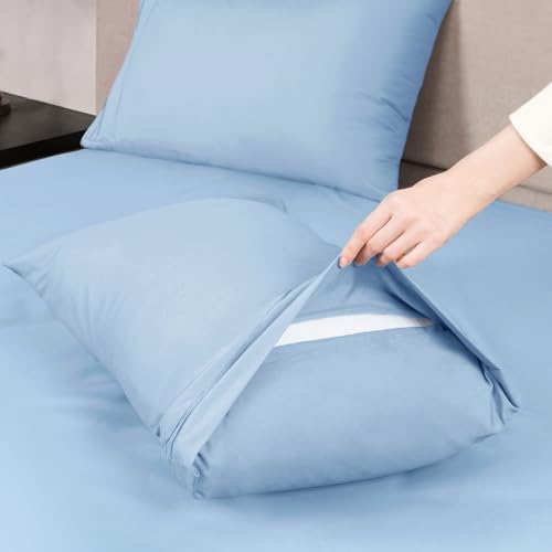 Mejoroom Luxury Queen Pillowcases Set of 2 - Light Blue Microfiber