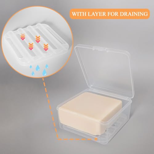 Vonpri Portable Soap Travel Case with Drain - Clear Square Soap Holder