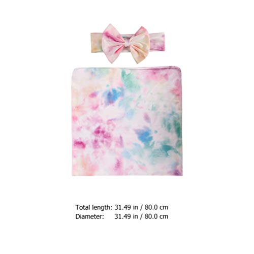 Stretchy Tie Dye Baby Swaddle Blanket with Matching Bow Headband