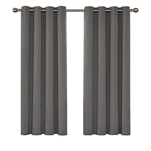 Deconovo Blackout Curtain Panel, Light Grey, 52"W x 63"L, Thermal Insulated