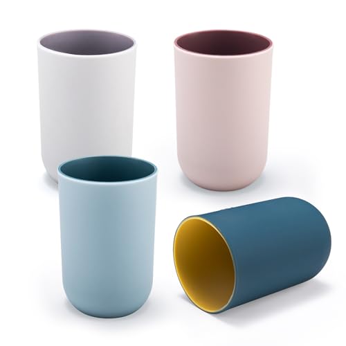 Set of 4 Unbreakable Plastic Bathroom Tumblers - BPA-Free Cups