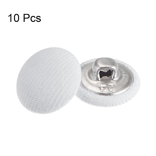 HARFINGTON 10pcs 15mm Fabric Covered Round Sewing Buttons - Creamy White