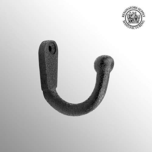 Renovators Supply Wrought Iron Single Wall Hook - Black Powder Coat (1 Pack)